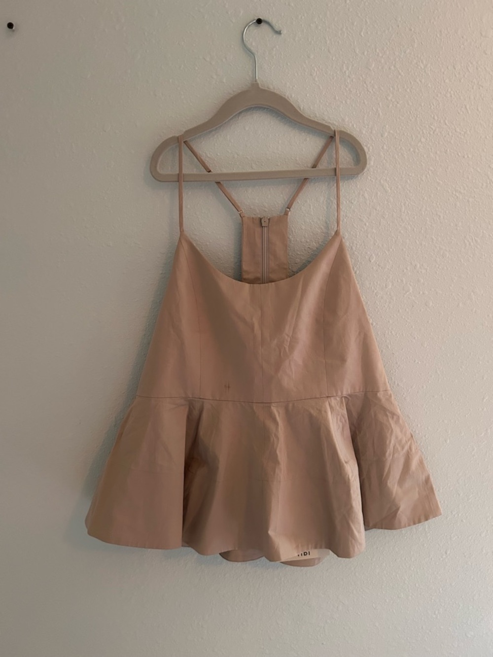 Tibi Neutral Beige Peplum Tank Top